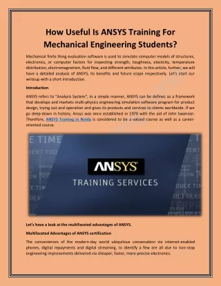 how useful is ansys training for mechanical