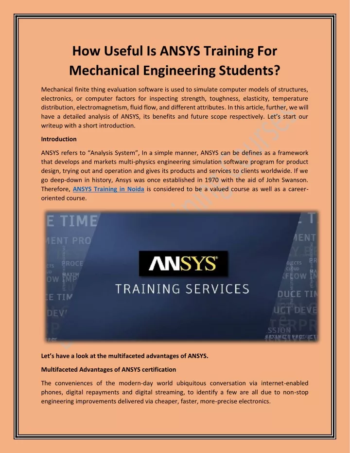 how useful is ansys training for mechanical