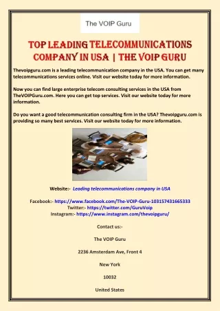 Top Leading Telecommunications Company In USA | The VOIP Guru