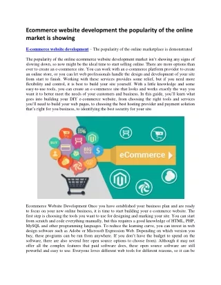 ecommerce website development the popularity