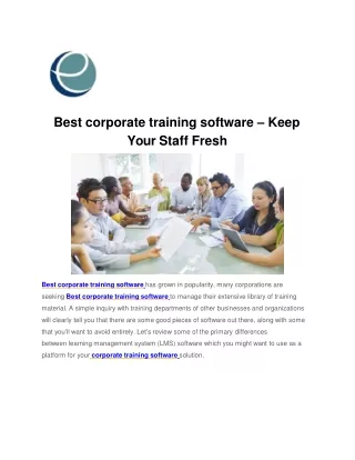 Best corporate training software – Keep Your Staff Fresh