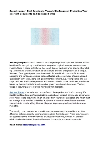 security paper best solution in today