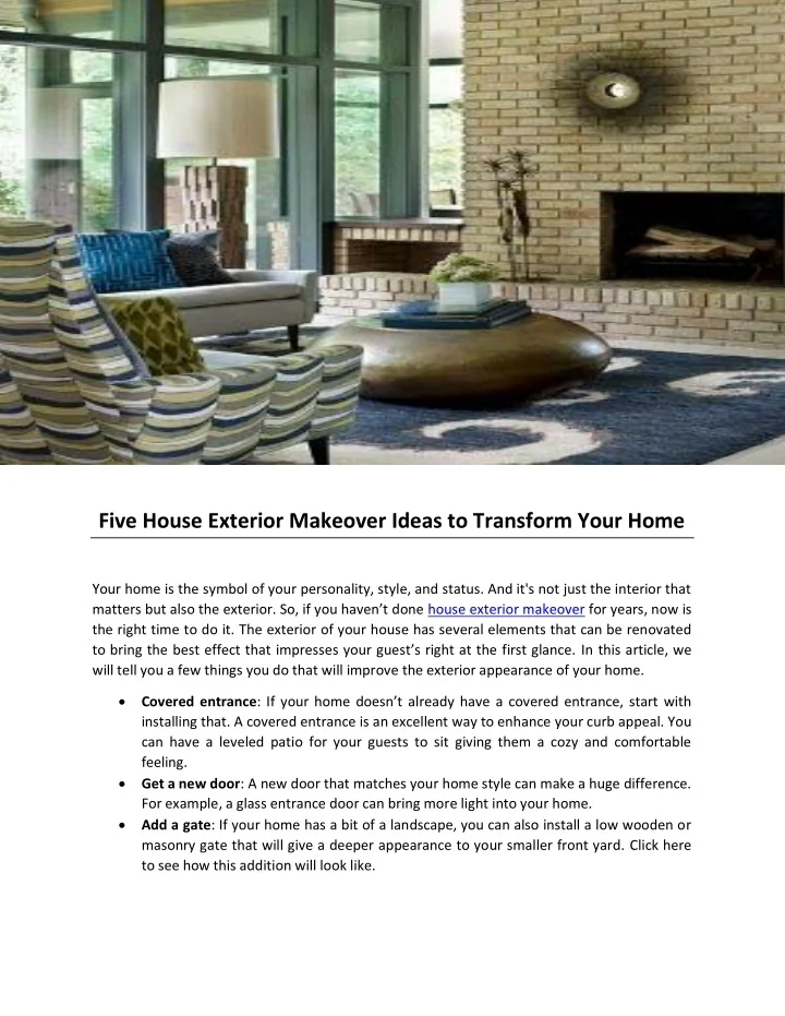 PPT - Five House Exterior Makeover Ideas to Transform Your Home ...