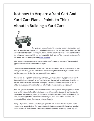 just how to acquire a yard cart and yard cart