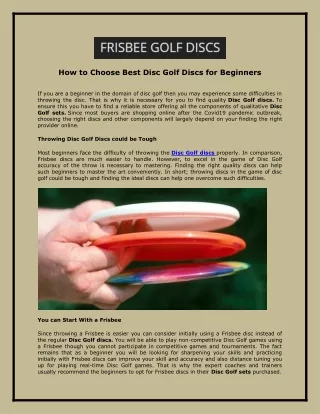 How to Choose Best Disc Golf Discs for Beginners