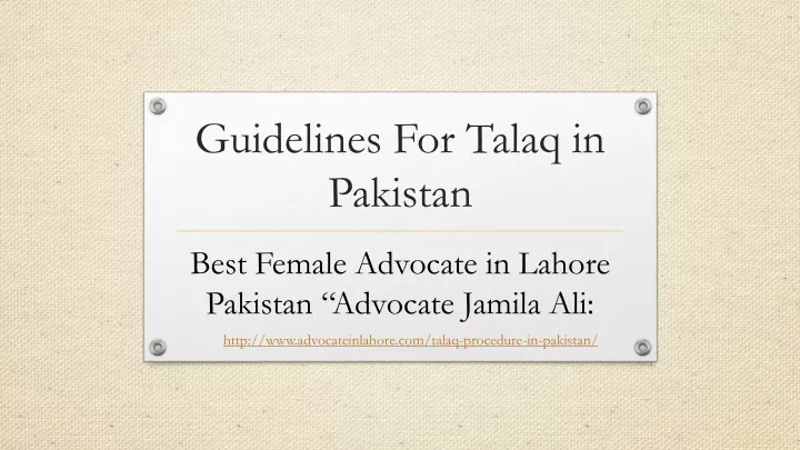 guidelines for talaq in pakistan