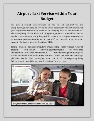 airport taxi service within your budget