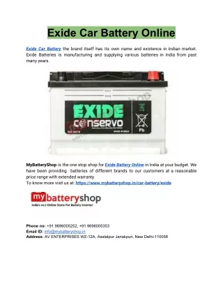 exide car battery online