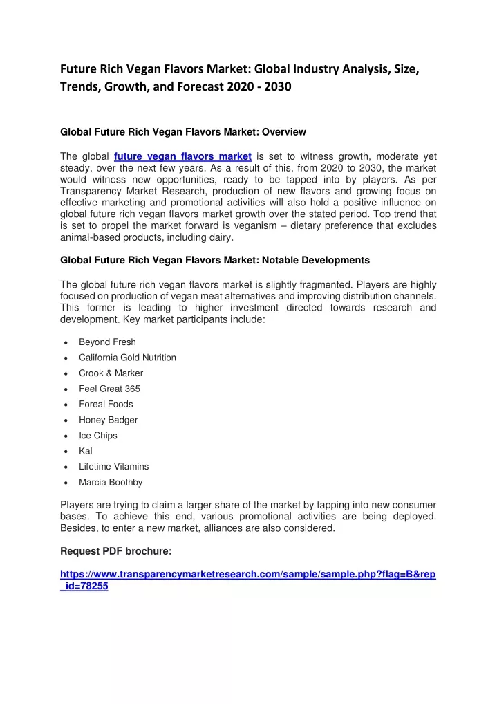 future rich vegan flavors market global industry