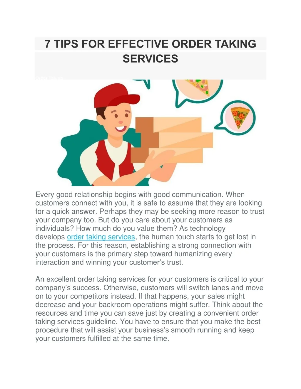 PPT - 7 TIPS FOR EFFECTIVE ORDER TAKING SERVICES PowerPoint ...