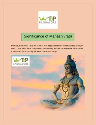 Significance of Mahashivratri