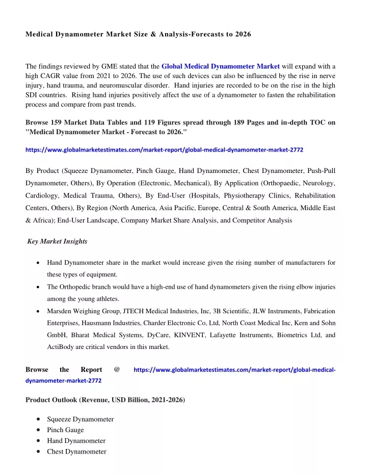 medical dynamometer market size analysis