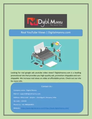 Real YouTube Views | Digitalmannu.com