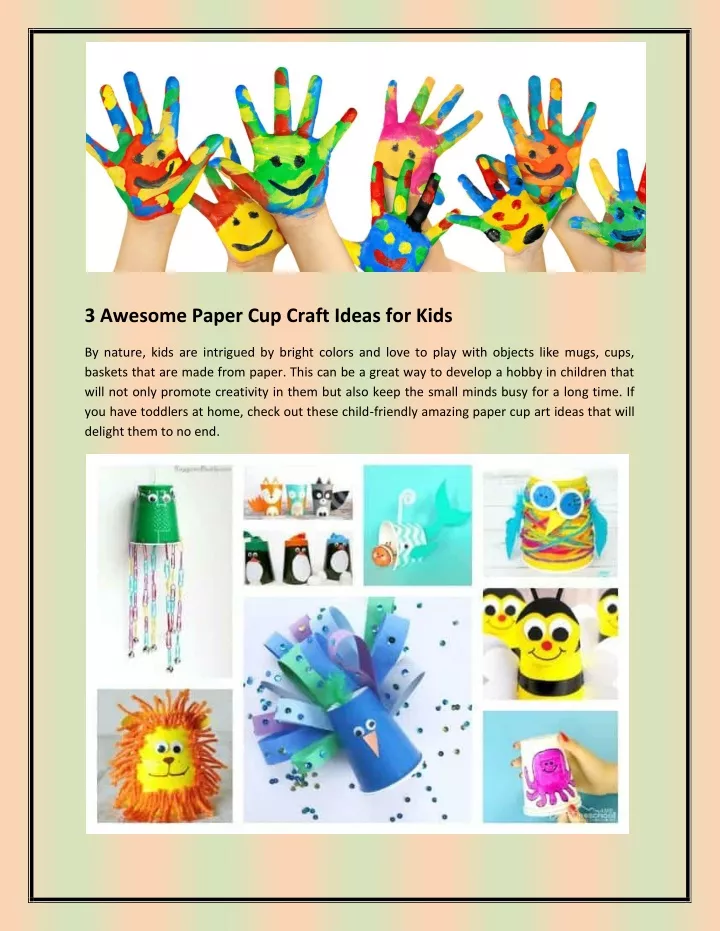 3 awesome paper cup craft ideas for kids