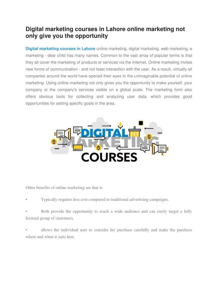 digital marketing courses in lahore online