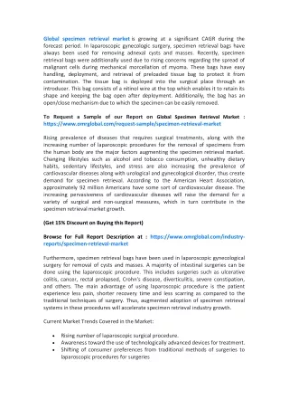 global specimen retrieval market is growing