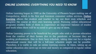 Online Learning: Everything you need to know