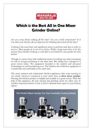 Which is the Best All in One Mixer Grinder Online?