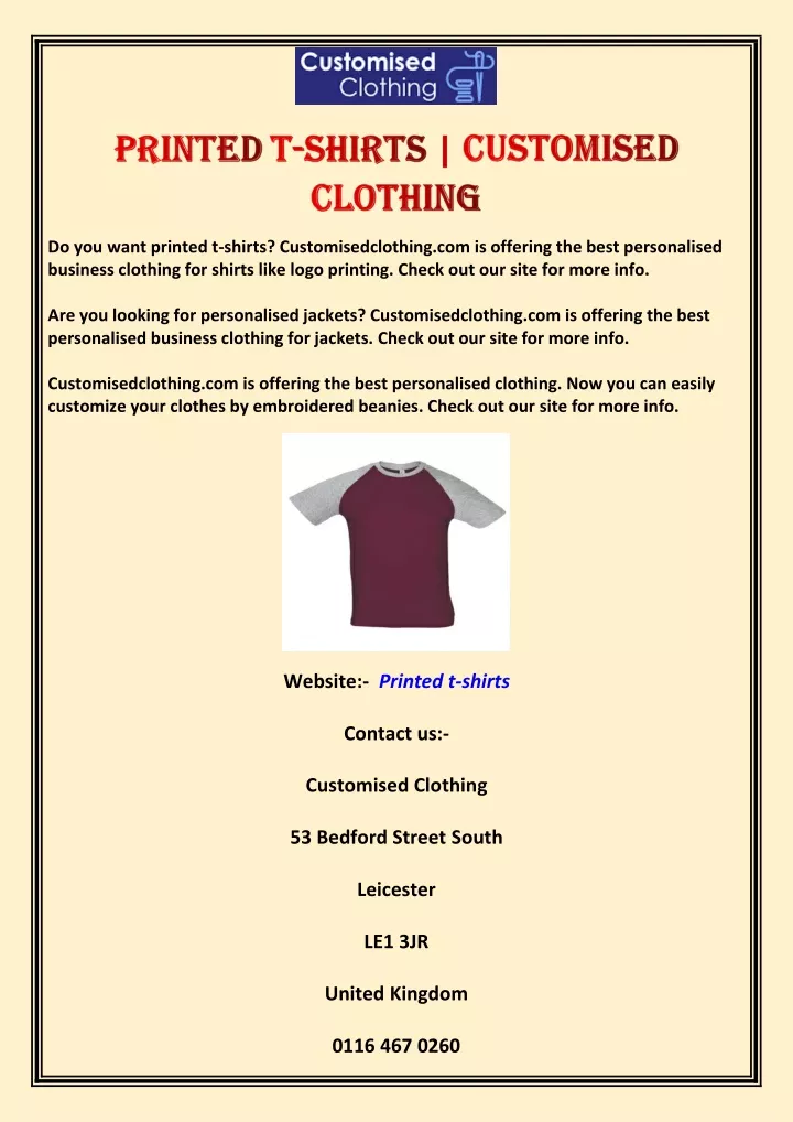 do you want printed t shirts customisedclothing