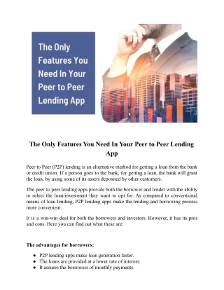 the only features you need in your peer to peer