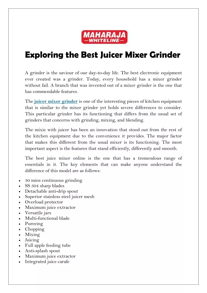 exploring the best juicer mixer grinder