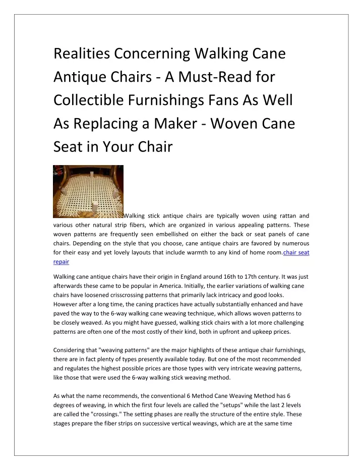 realities concerning walking cane antique chairs