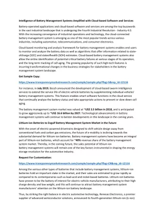 intelligence of battery management systems