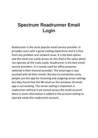 Spectrum Roadrunner Email Login