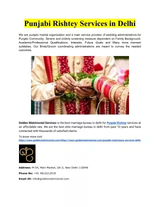 punjabi rishtey services in delhi