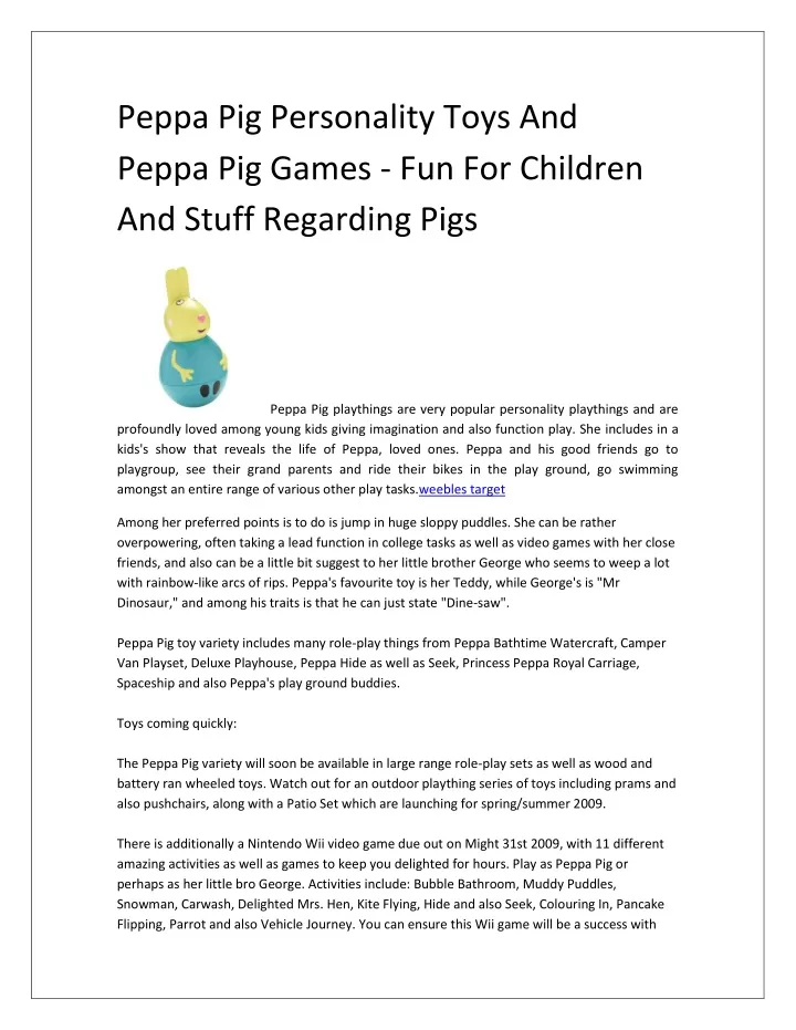 peppa pig personality toys and peppa pig games
