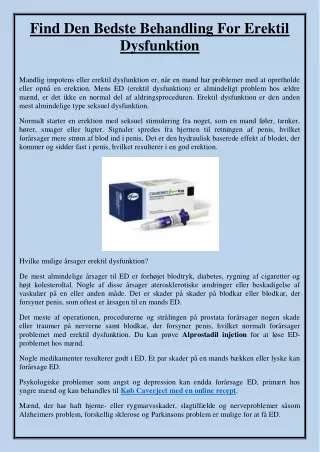 find den bedste behandling for erektil dysfunktion