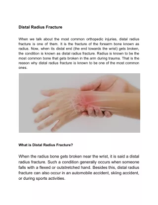 Type of Distal Radius Fracture Treatment and Symptoms
