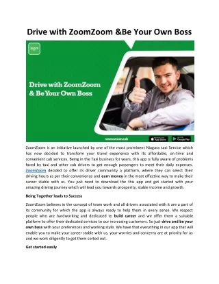 Drive with ZoomZoom &Be Your Own Boss