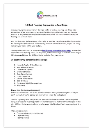 10 Best Flooring Companies in San Diego