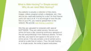 what is web hosting in simple words why do we need web hosting