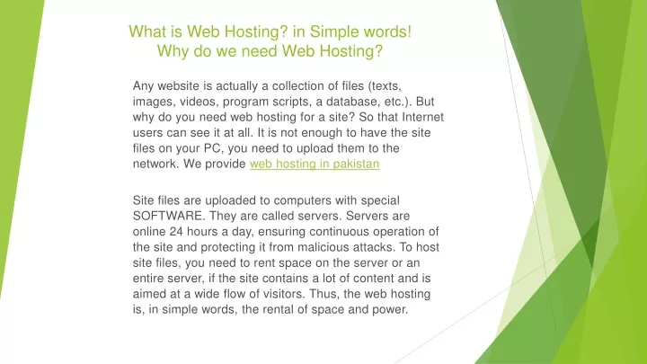 what is web hosting in simple words why do we need web hosting