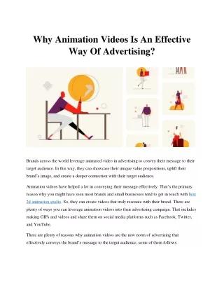 Why Animation Videos Is An Effective Way Of Advertising?