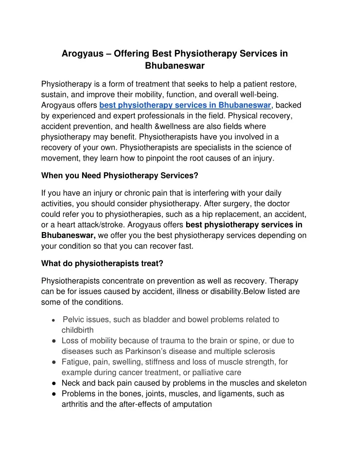 arogyaus offering best physiotherapy services