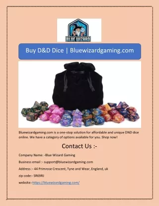 Buy D&D Dice | Bluewizardgaming.com