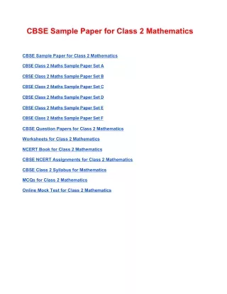 cbse sample paper for class 2 mathematics