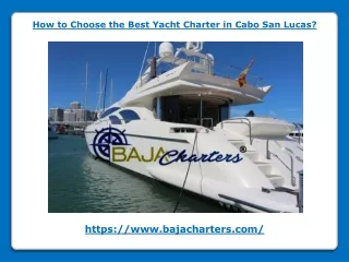 How to Choose the Best Yacht Charter in Cabo San Lucas
