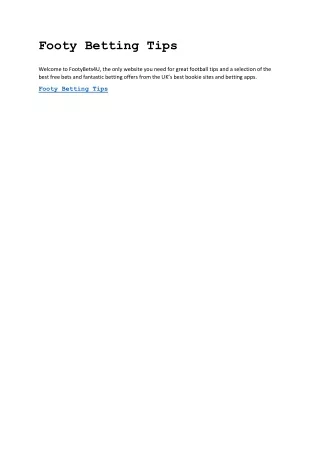 footy betting tips