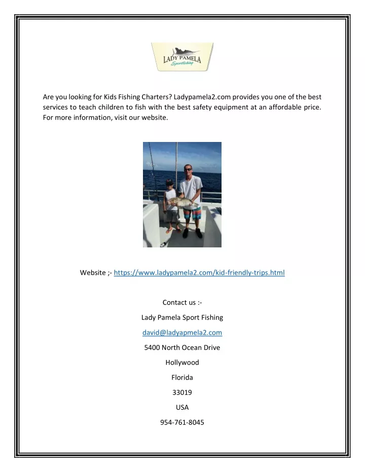 are you looking for kids fishing charters