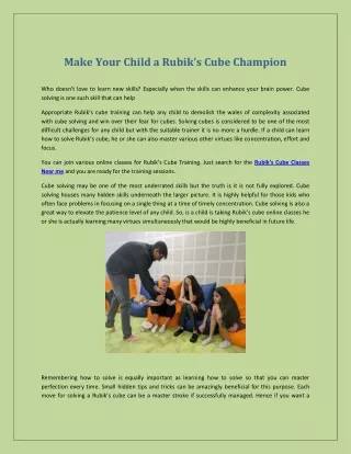 make you r child a rubik s cube champion
