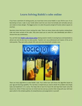 le arn solving rubik s cube online