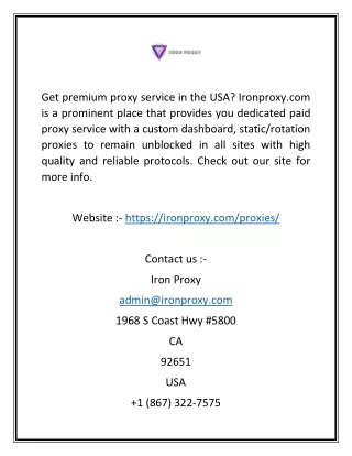 Premium Proxy Service in USA | Ironproxy.com