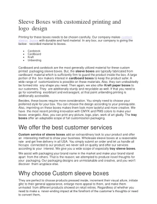 sleeve boxes with customized printing and logo design