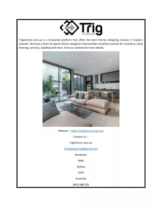 Interior Design Services in Northern Suburbs | Triginterior.com.au