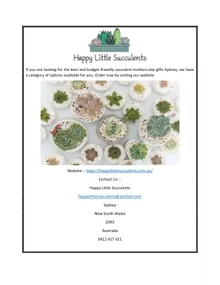 Succulent Mothers Day Gifts Sydney | Happylittlesucculents.com.au