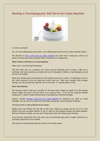 renting or purchasing your soft serve ice cream
